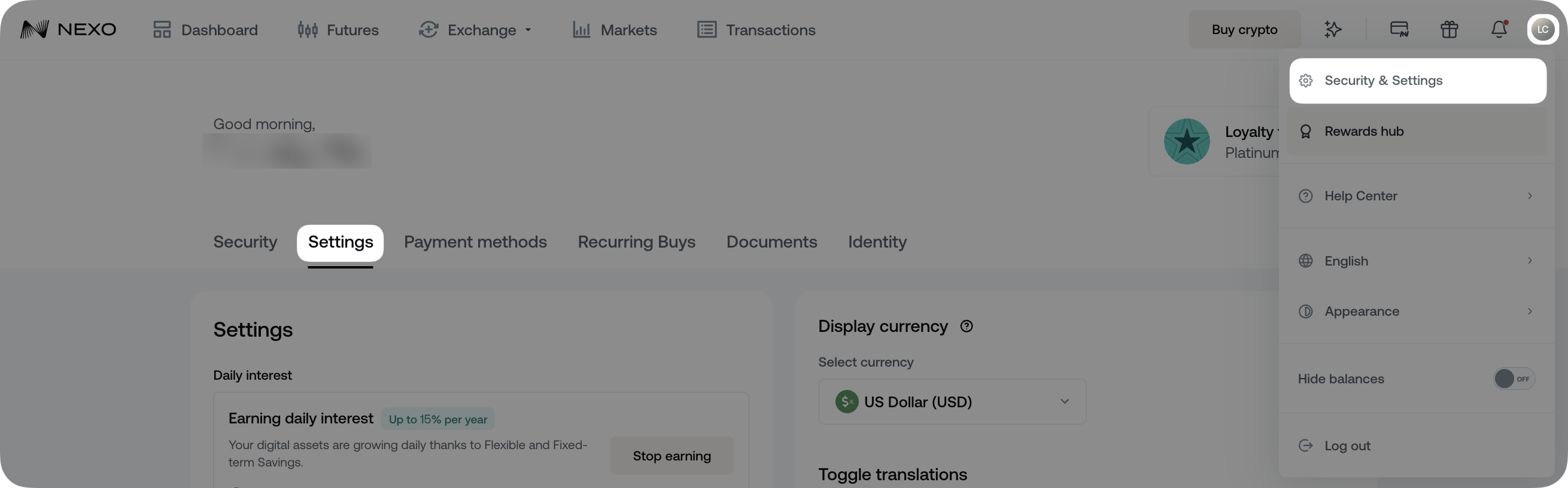 Automatic collateral transfer • Nexo
