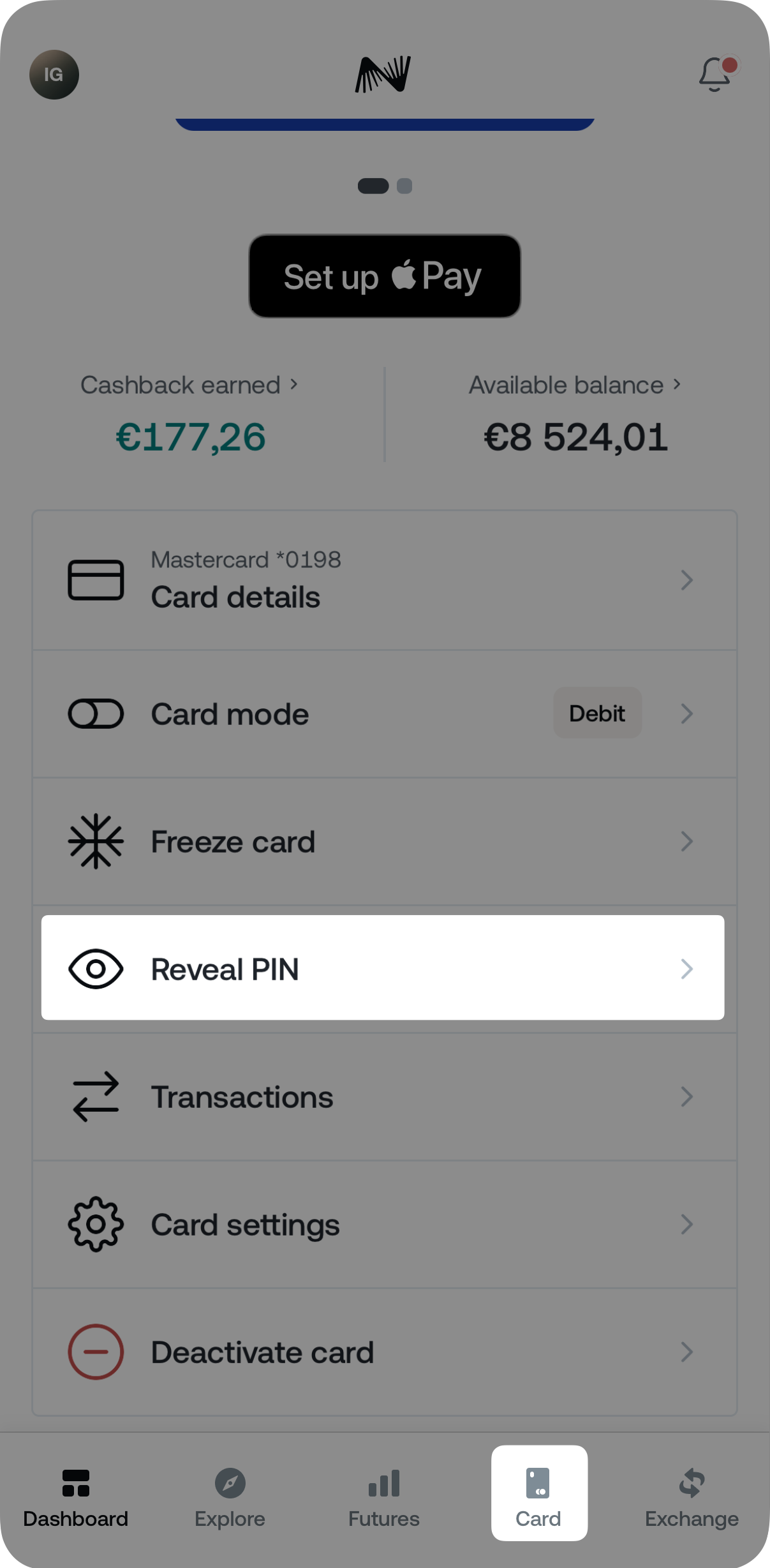 How can I change the PIN code of my Nexo Card • Nexo
