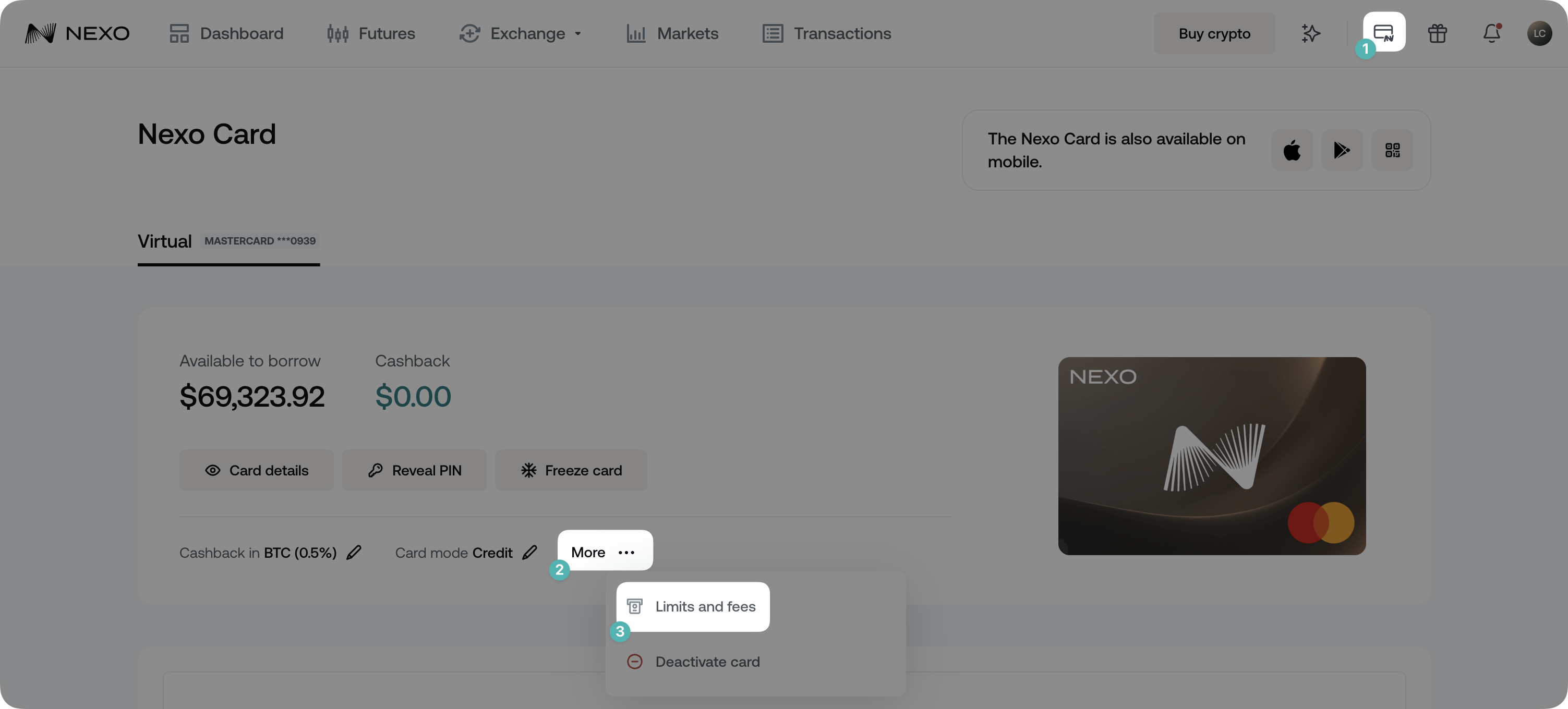 What are the limits and fees of the Nexo Card • Nexo