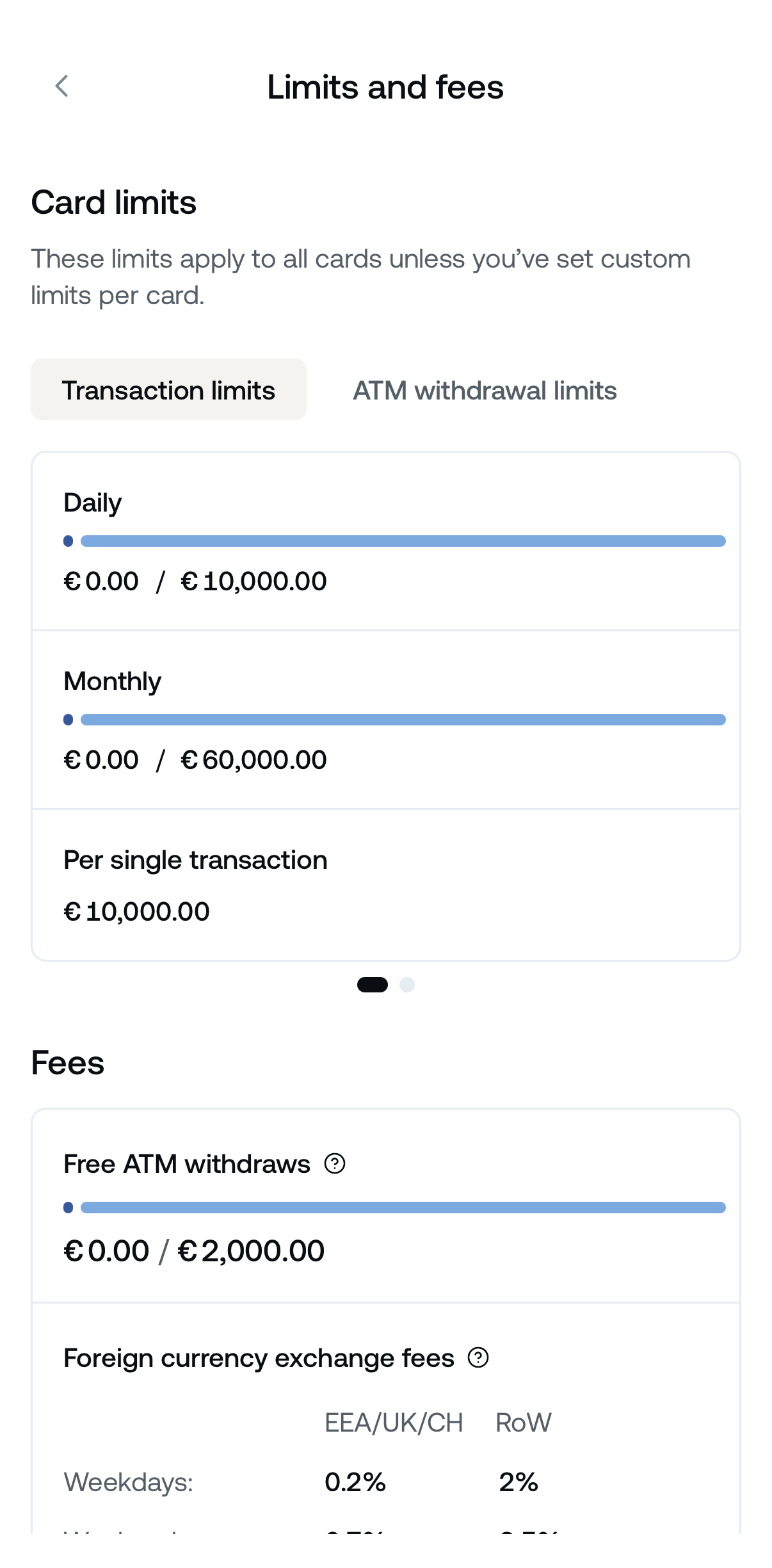 What are the limits and fees of the Nexo Card • Nexo