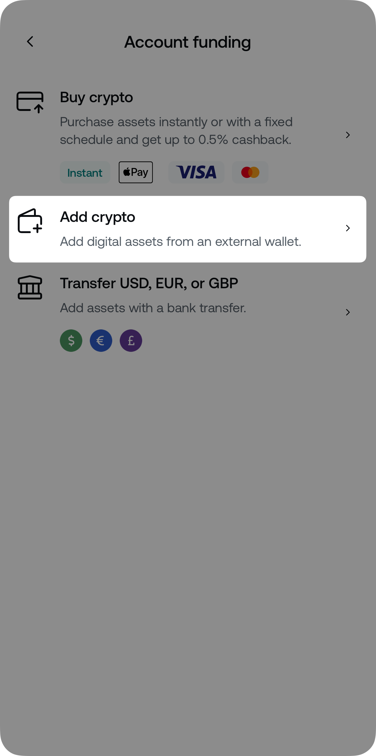 How to top up crypto assets • Nexo