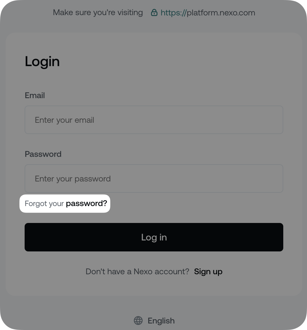 How do I reset/change my password • Nexo