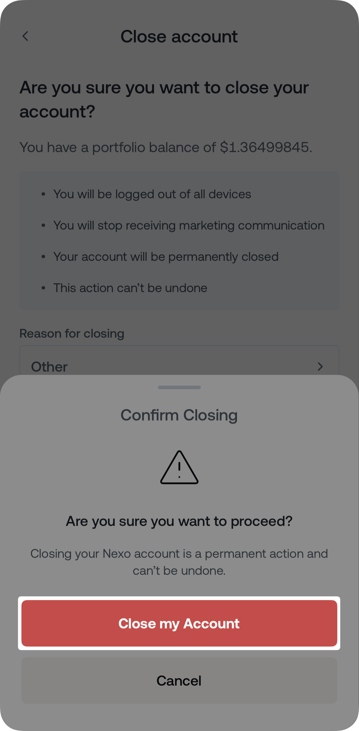 How do I close my account • Nexo