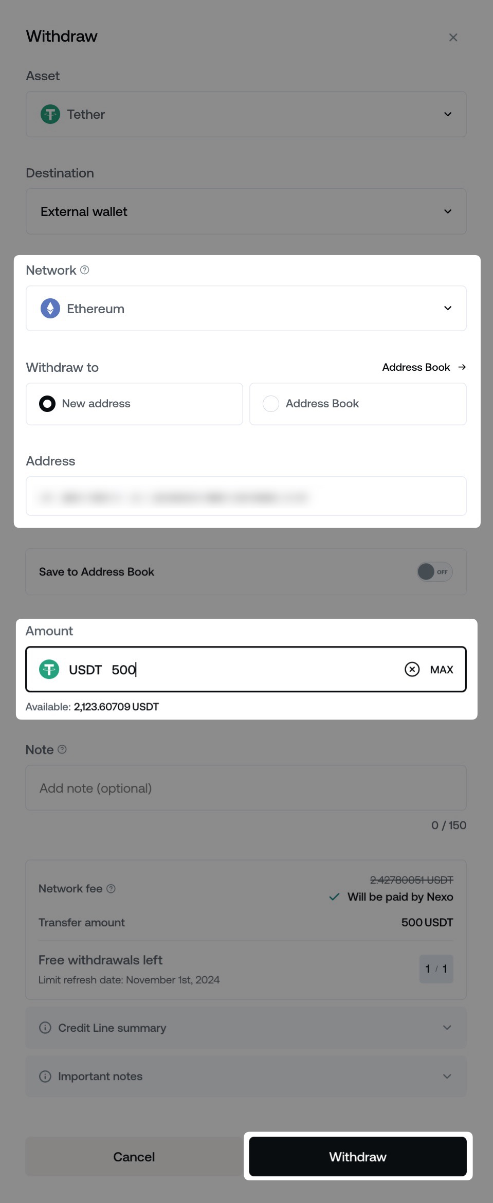 How do I withdraw the crypto assets I have stored at Nexo • Nexo
