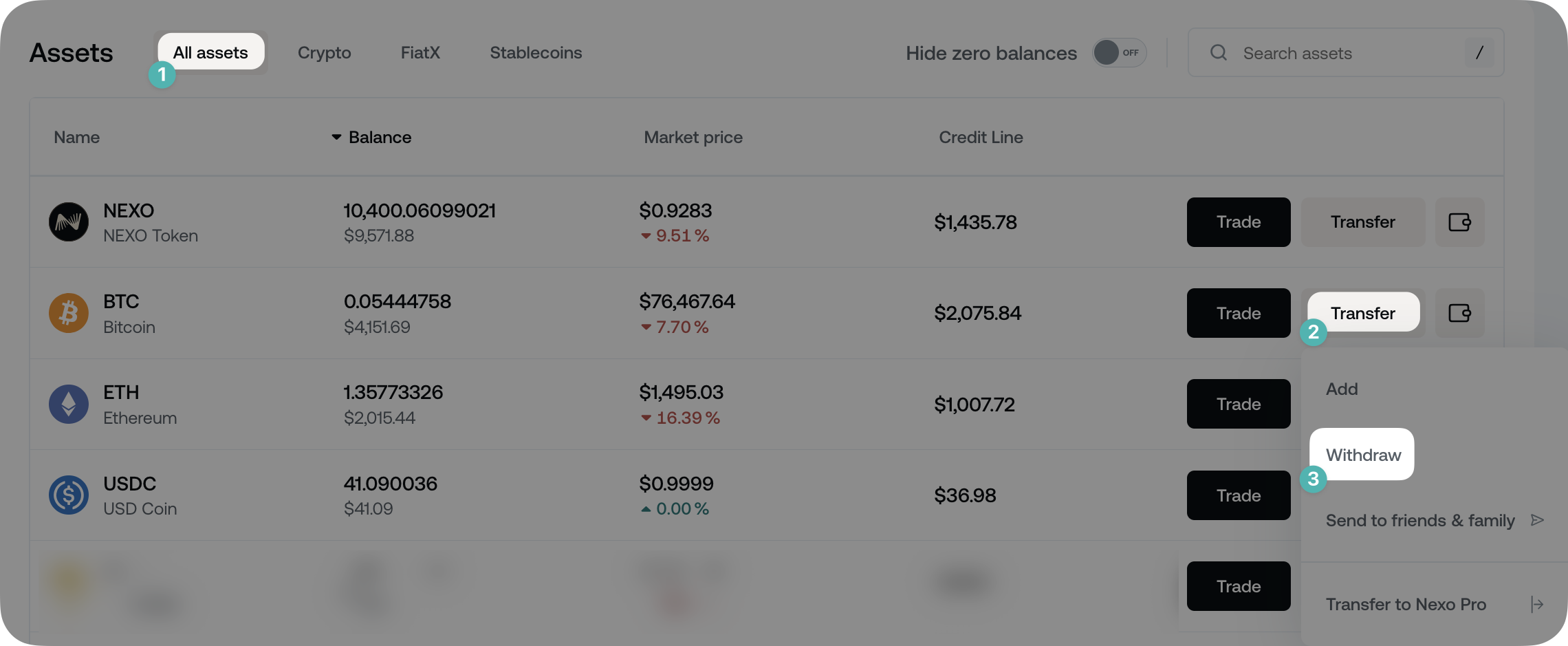 How do I withdraw the crypto assets I have stored at Nexo • Nexo
