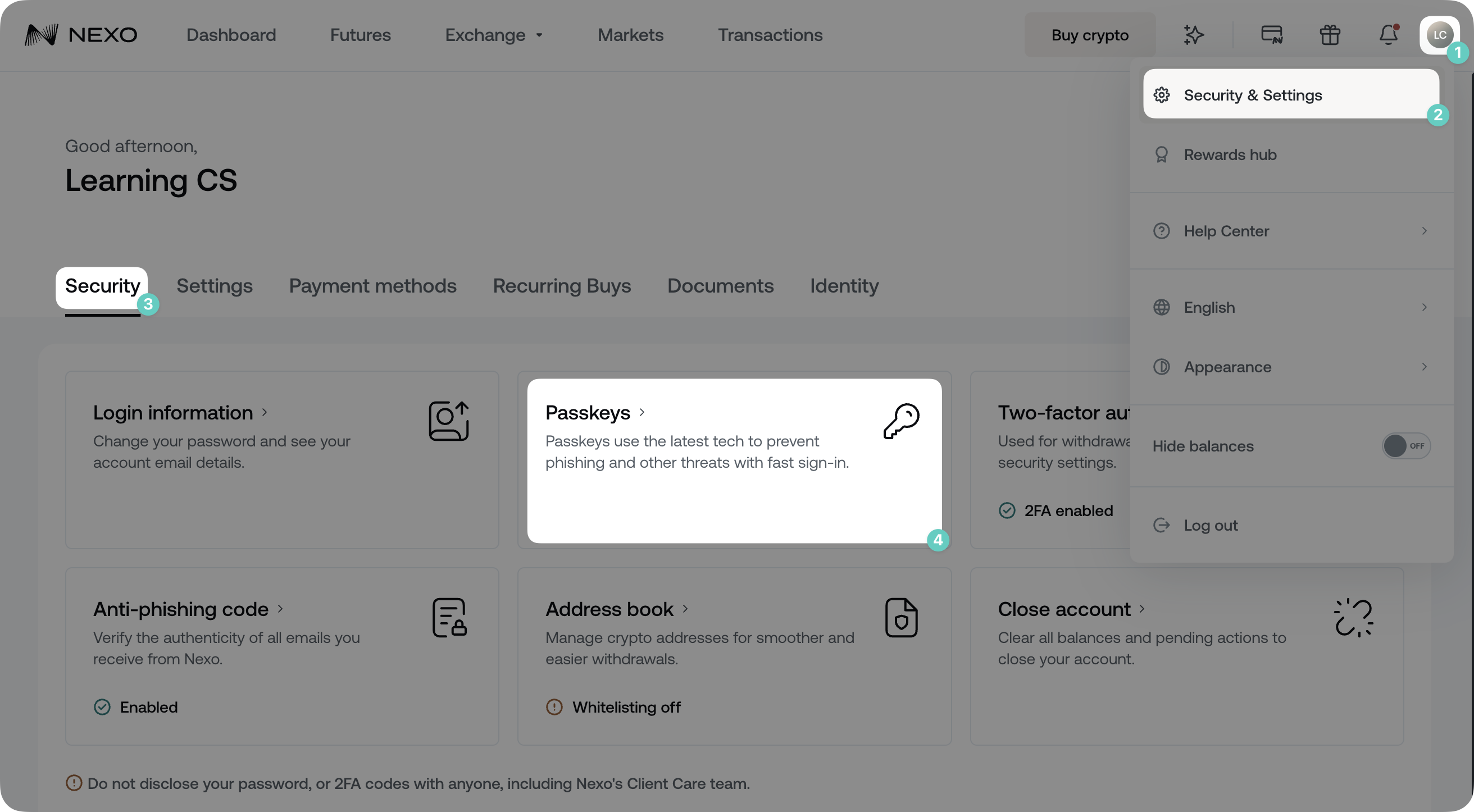 How to set up and manage passkeys • Nexo